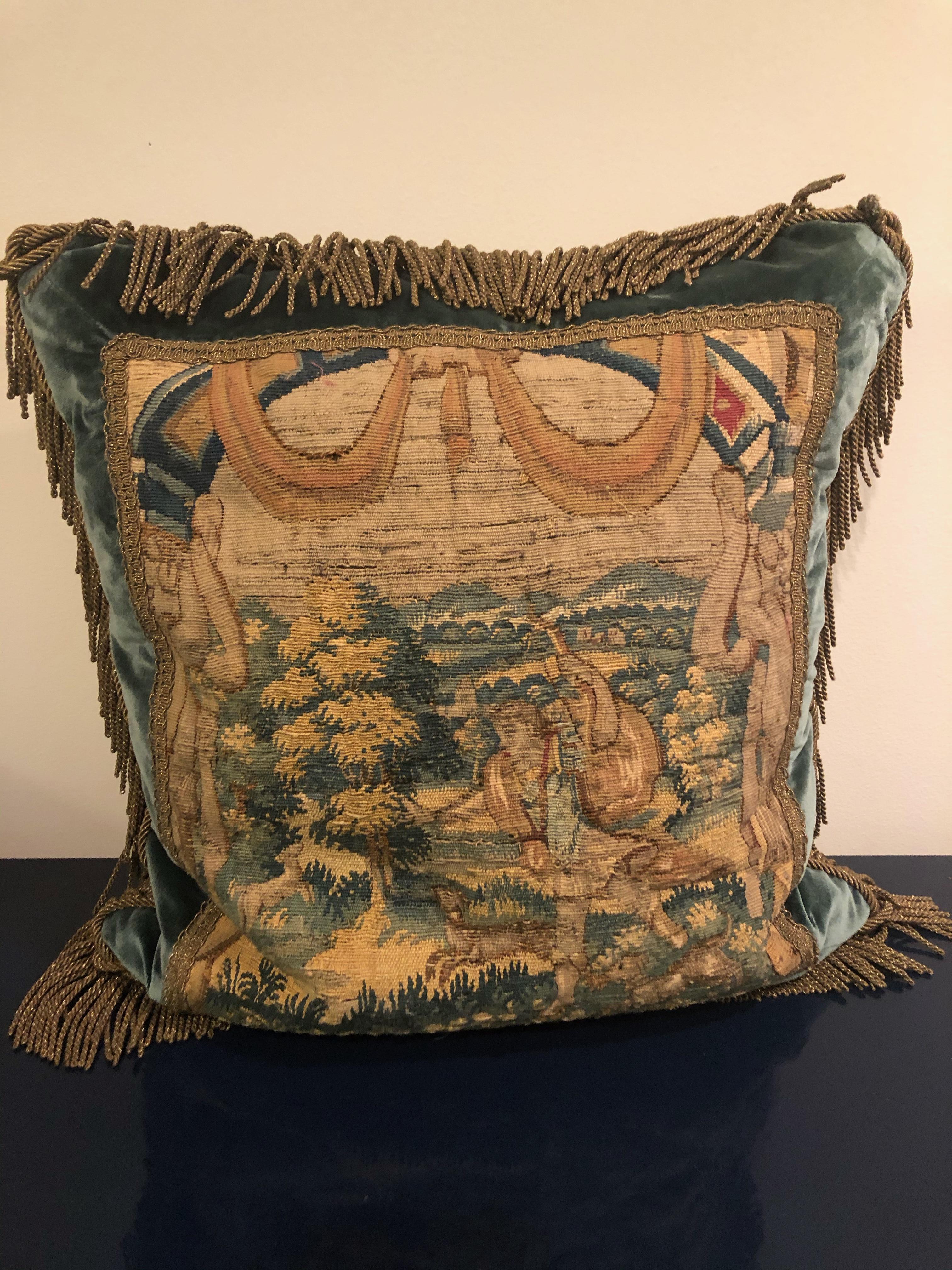 Sumptuous Pair of Late 18th Century Belgian Tapestry Pillows 1