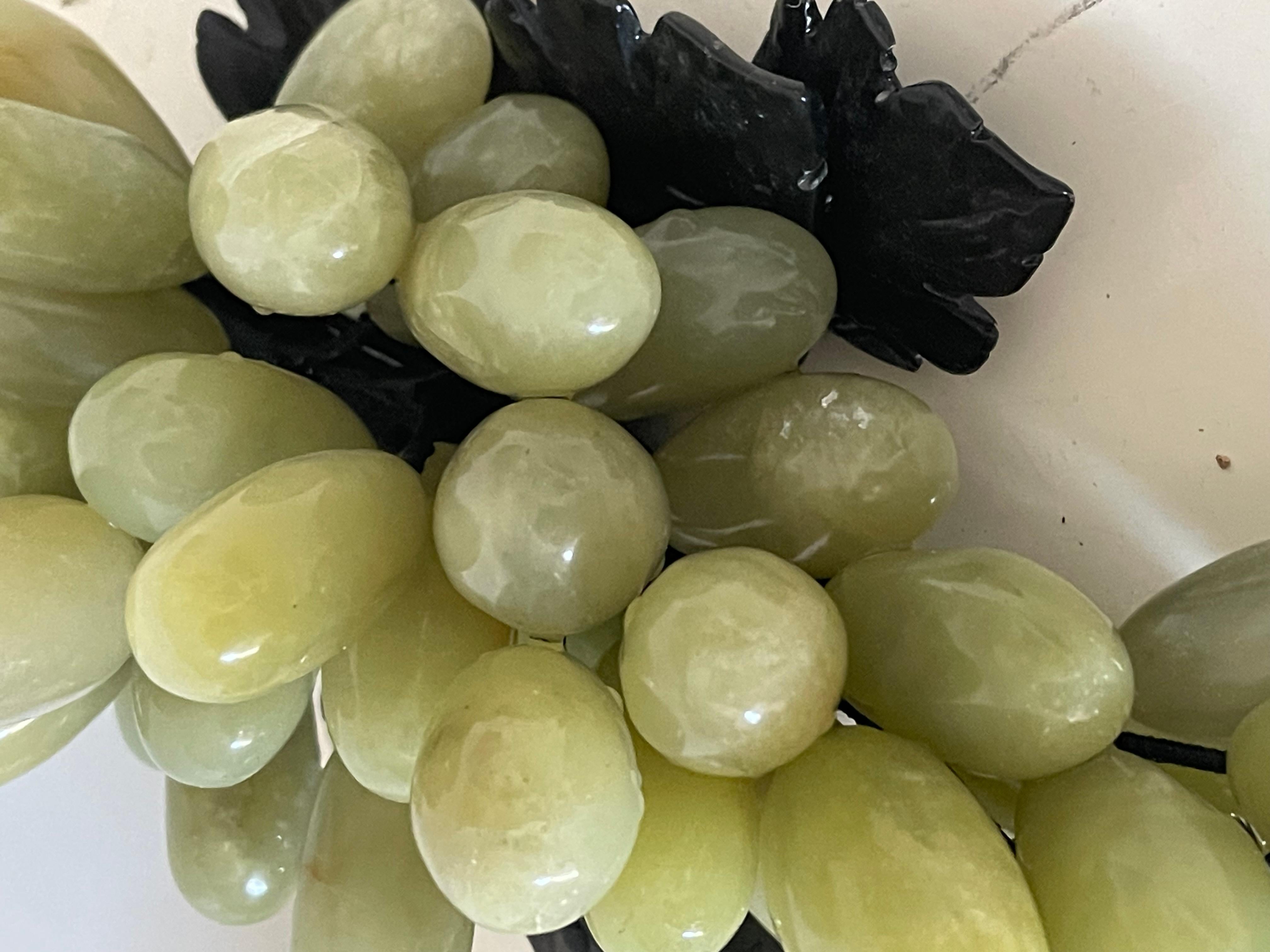 Mid-20th Century Sumptuous Pair with c Jade Jadeite Grapes Sculptures For Sale