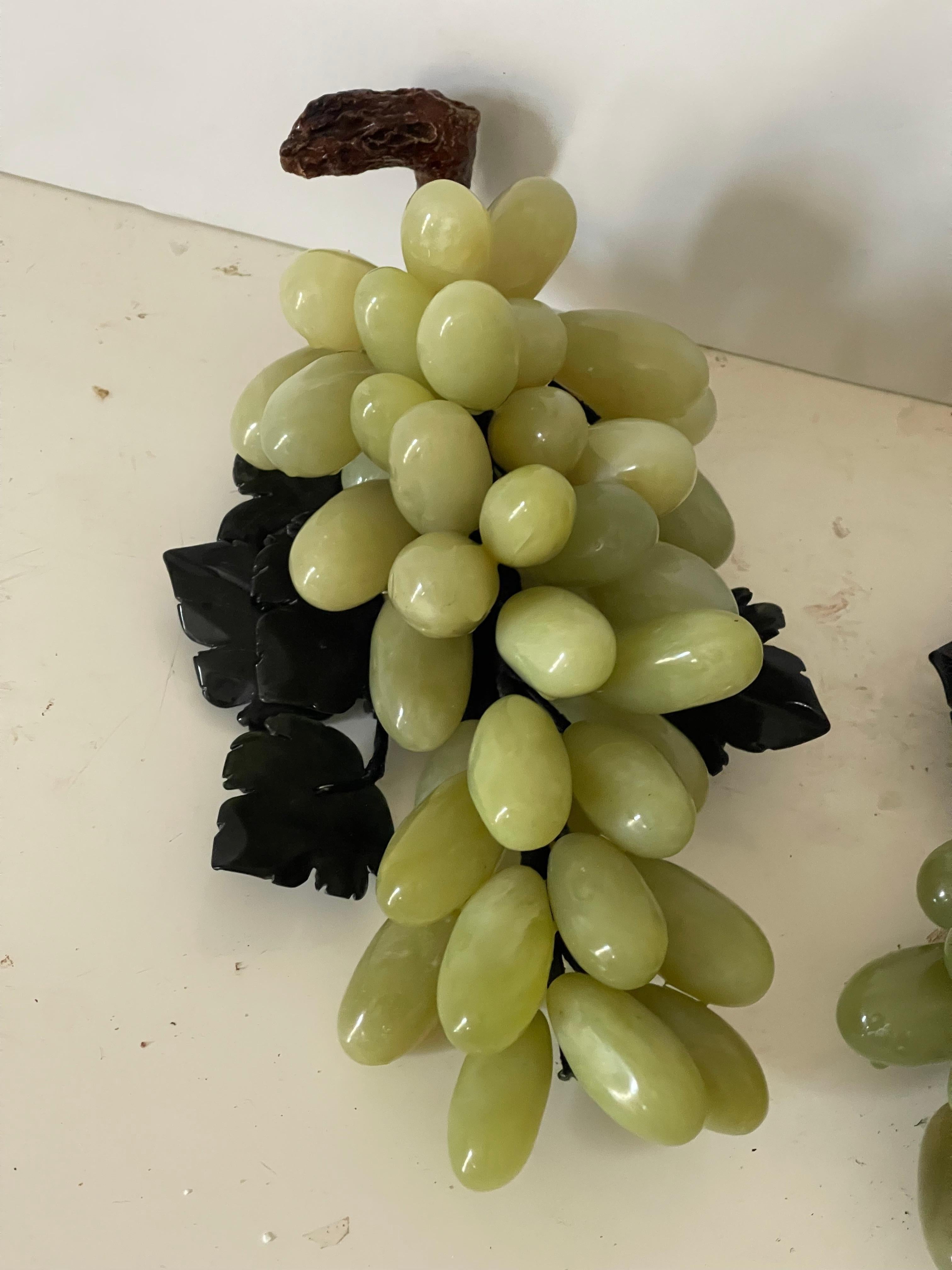 Sumptuous Pair with c Jade Jadeite Grapes Sculptures For Sale 1
