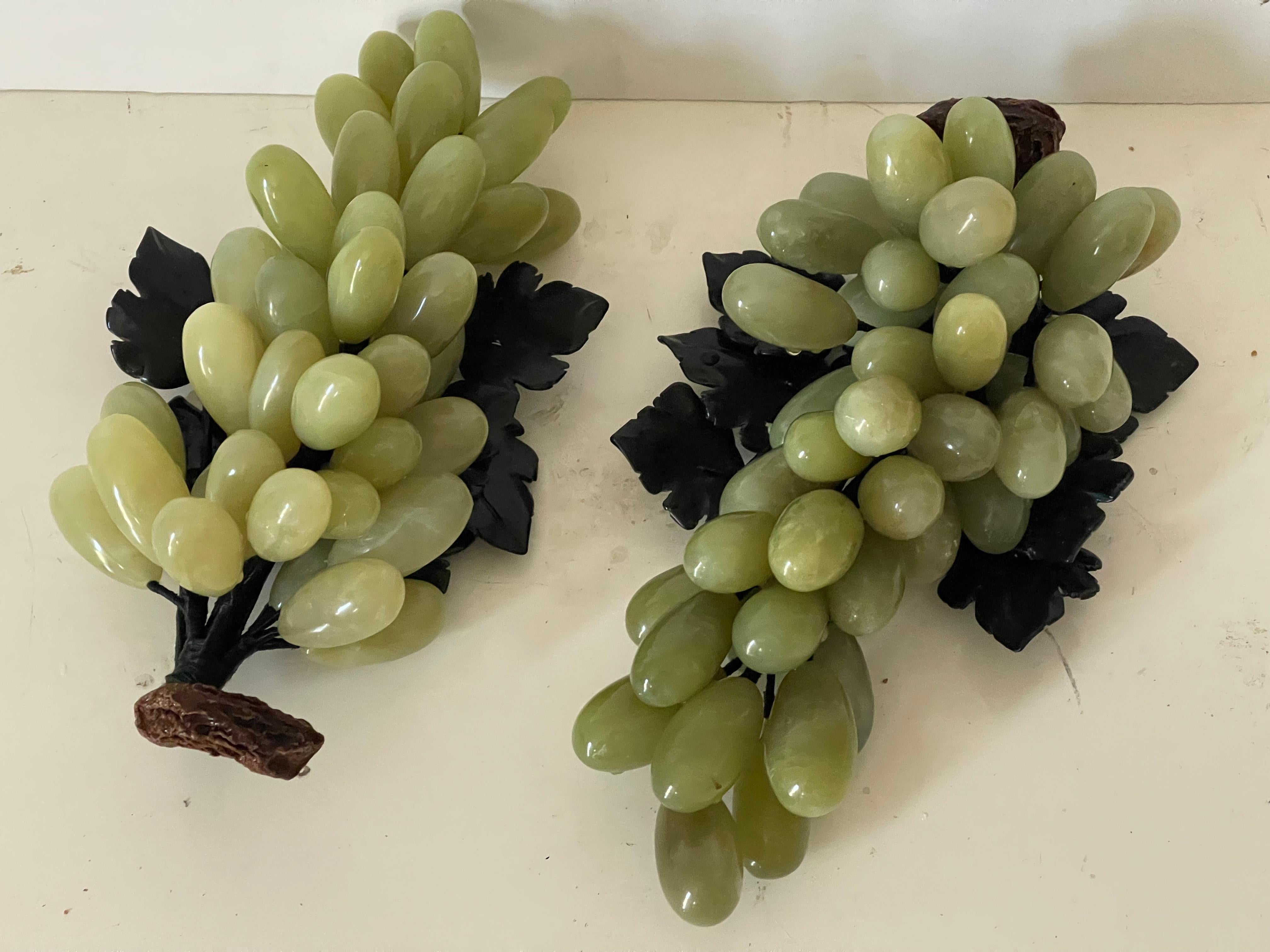 Sumptuous Pair with c Jade Jadeite Grapes Sculptures For Sale 2