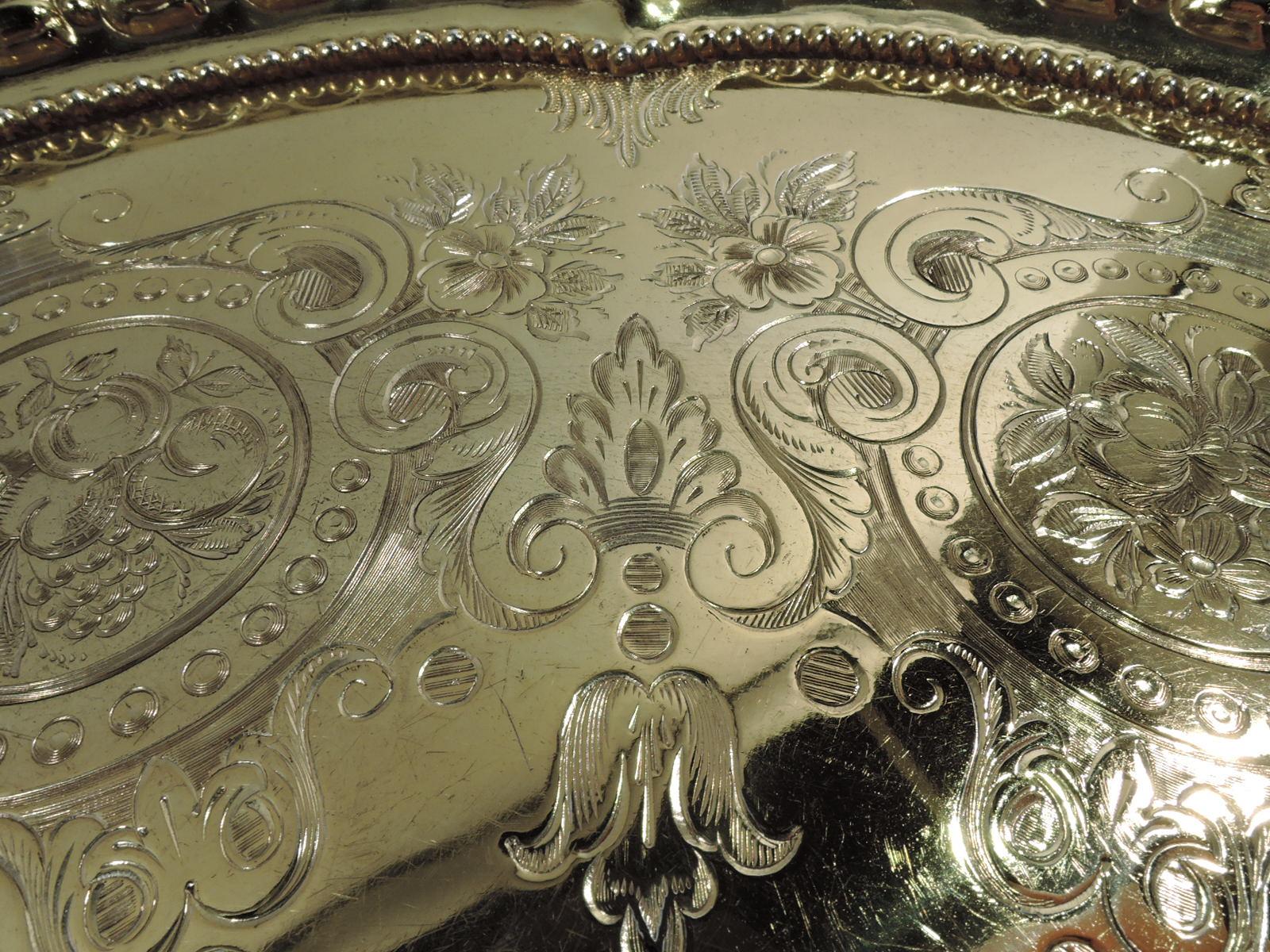 Sumptuous Regency Revival Gilt Sterling Silver Salver Tray by Howard 1