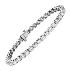 Sontuoso bracciale tennis con diamante rotondo in oro bianco 14K