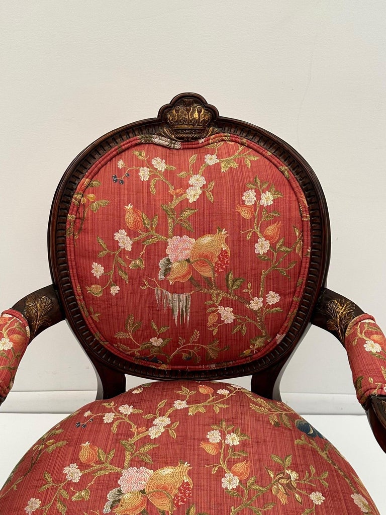 Sumptuous Scalamandre Upholstered English Hand Carved Mahogany ...