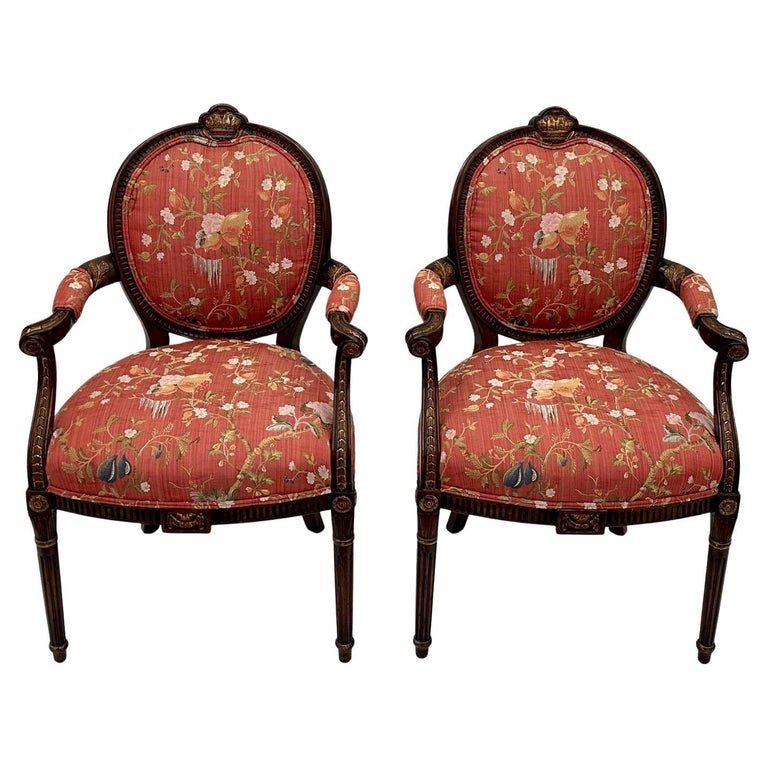 Sumptuous Scalamandre Upholstered English Hand Carved Mahogany ...
