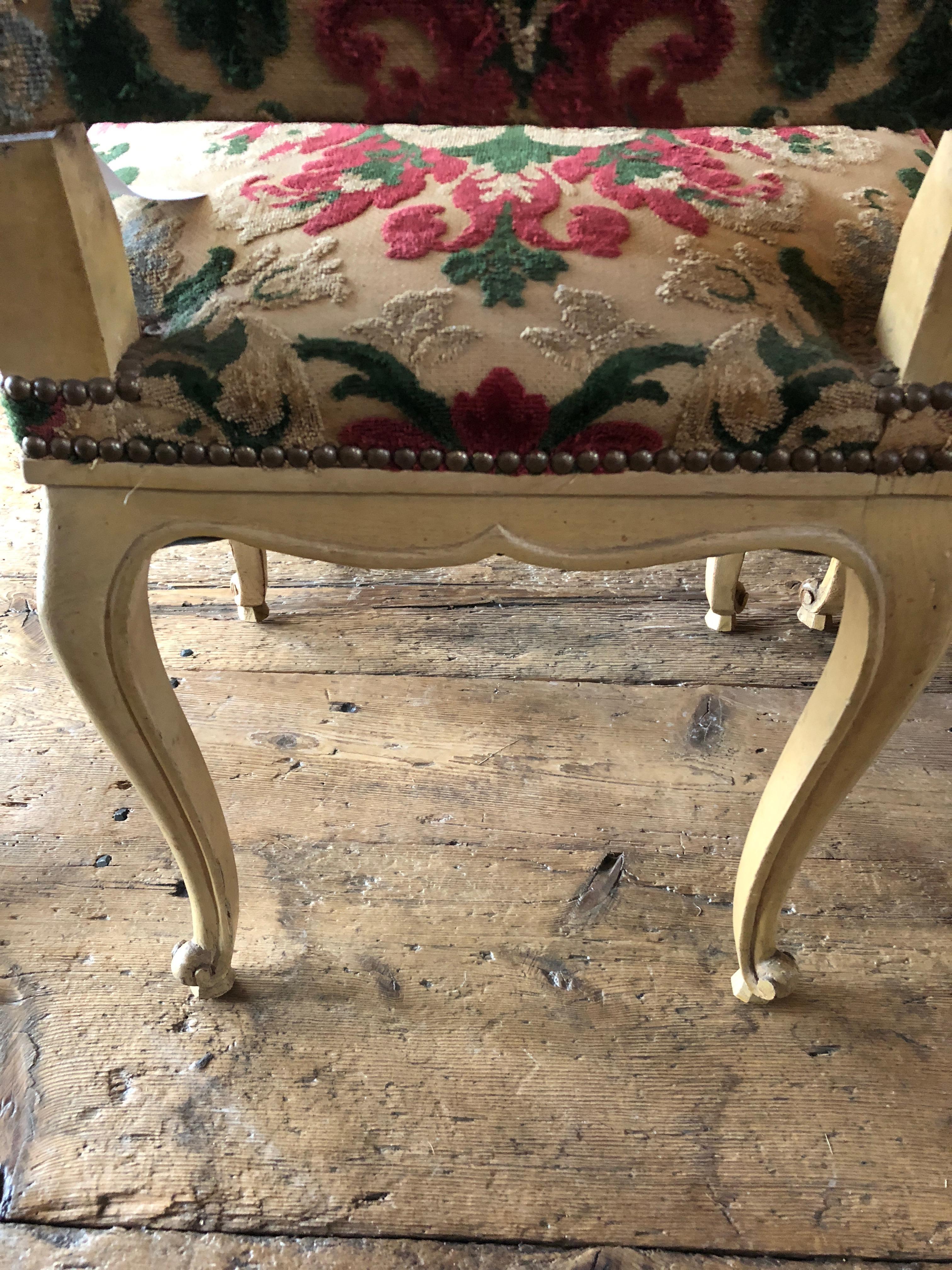 Sumptuous Set of Six Dining Side Chairs with Original Cut Velvet Upholstery 1
