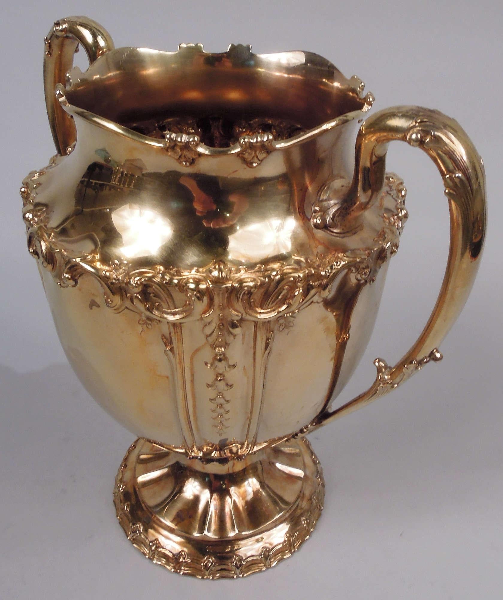 American Sumptuous Tiffany Edwardian Classical Silver Gilt Urn Vase For Sale