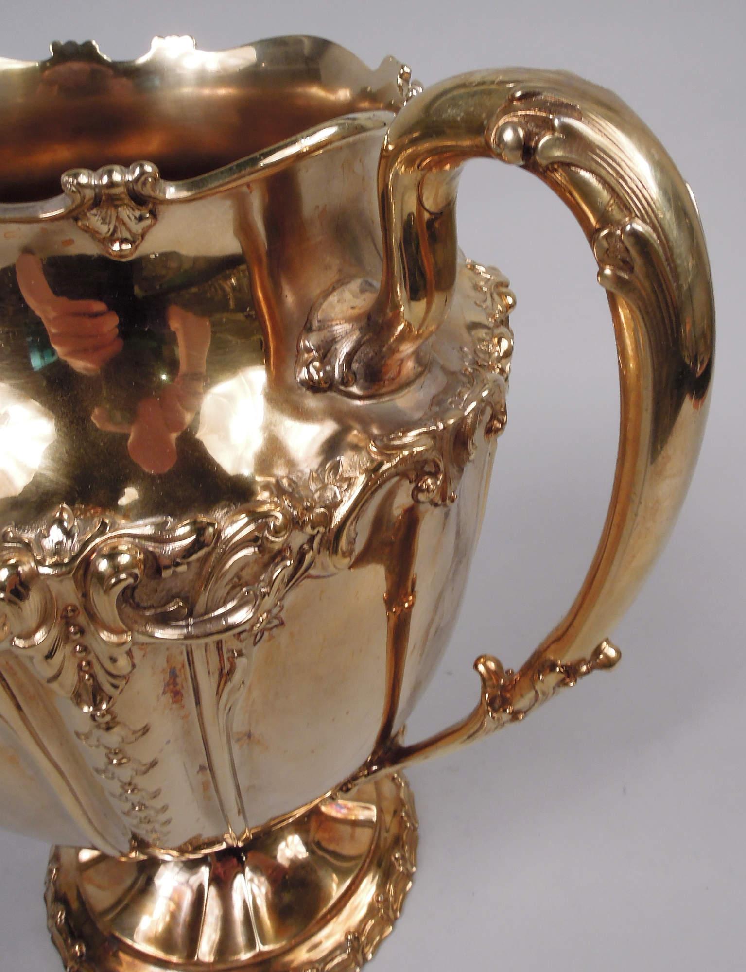 Sterling Silver Sumptuous Tiffany Edwardian Classical Silver Gilt Urn Vase For Sale