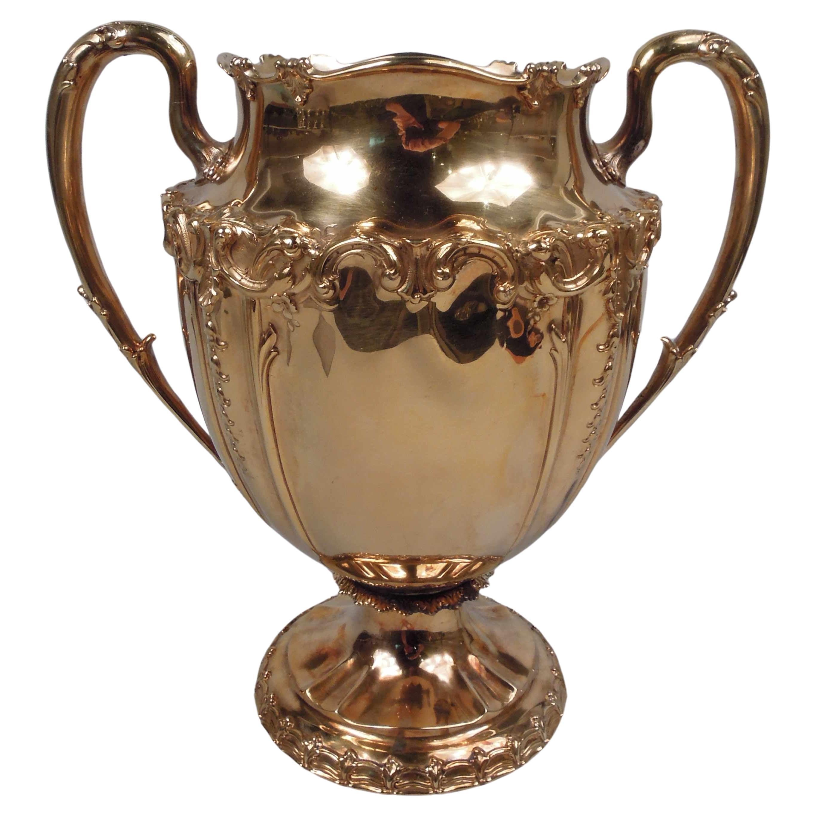 Sumptuous Tiffany Edwardian Classical Silver Gilt Urn Vase For Sale