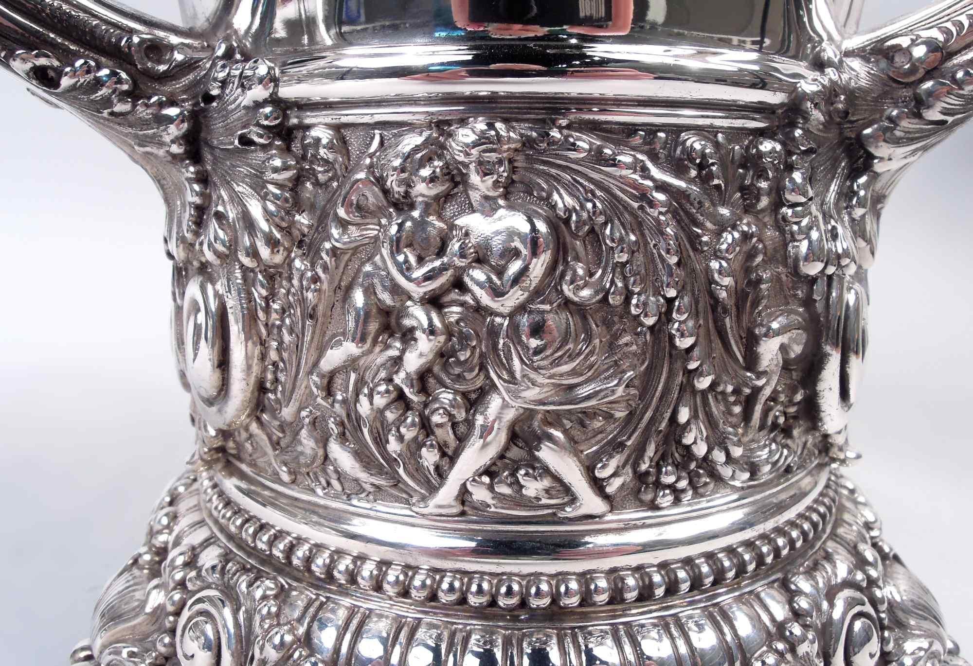 Sterling Silver Sumptuous Tiffany Wine Cooler in Beaux-Arts Olympian Pattern For Sale