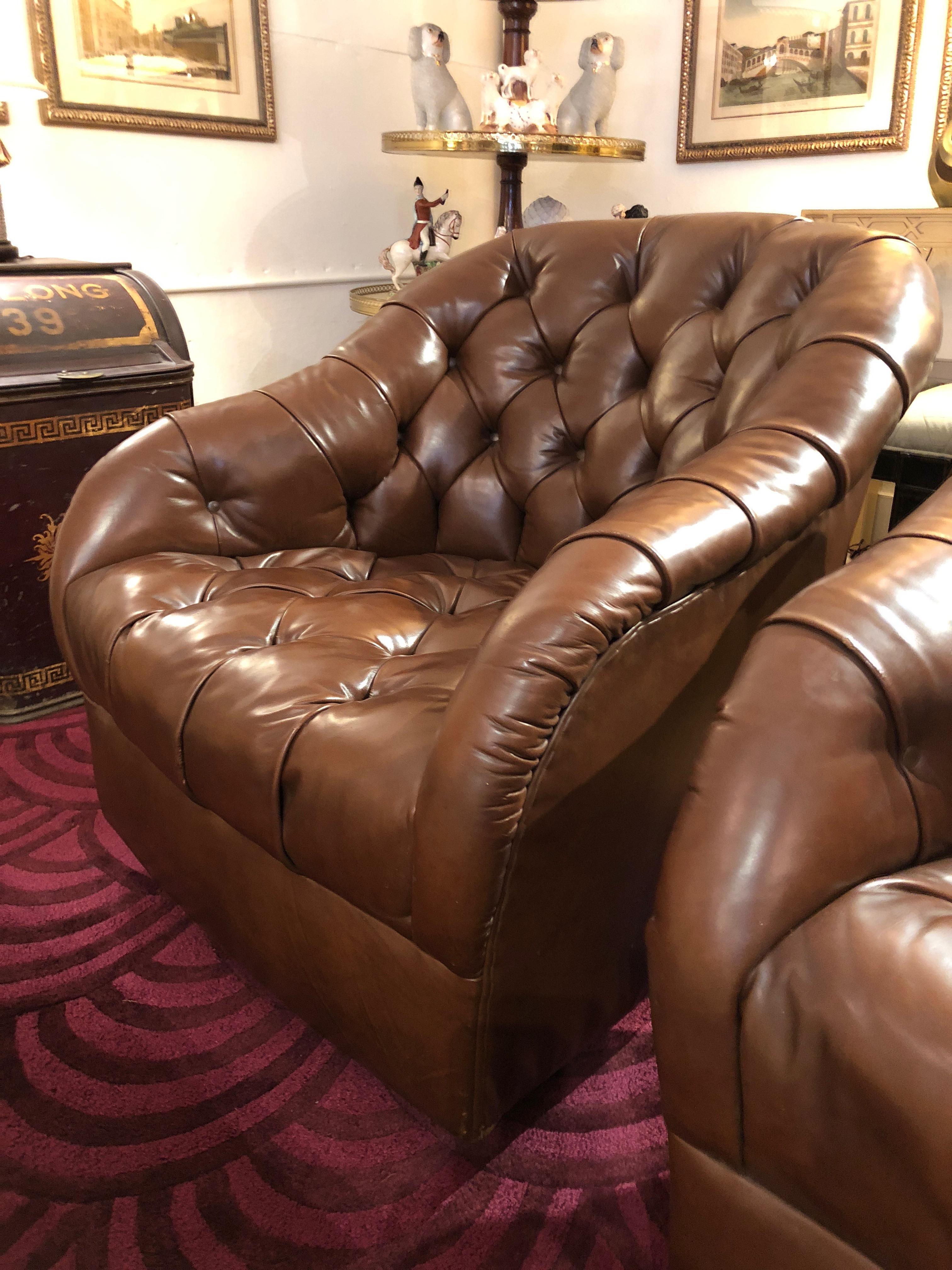 bennett genuine leather swivel barrel chair