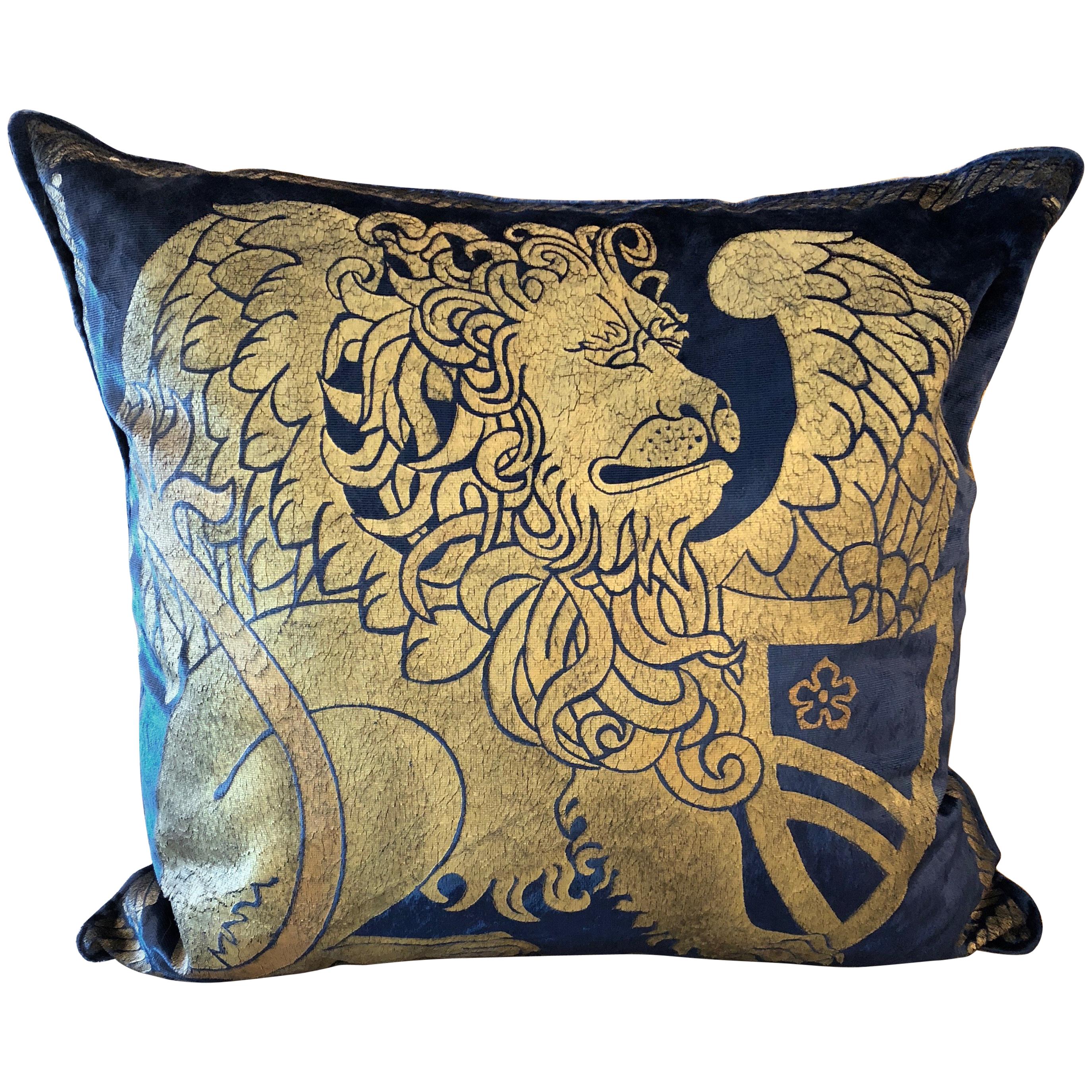 Sumptuous Venetian Bevilacqua Pillow in Midnight Blue and Gold