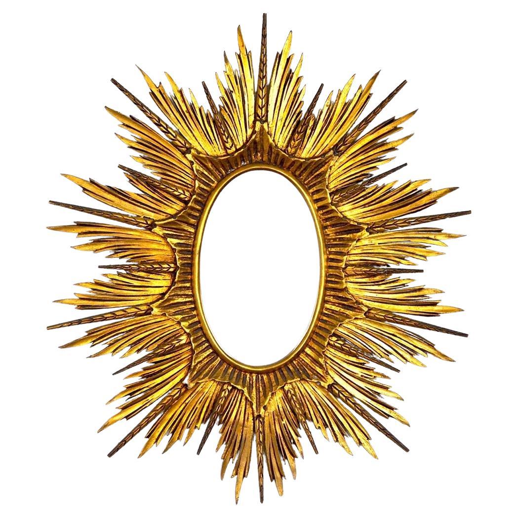 Sun and Ears Mirror in Gilded Wood Early 20th Century