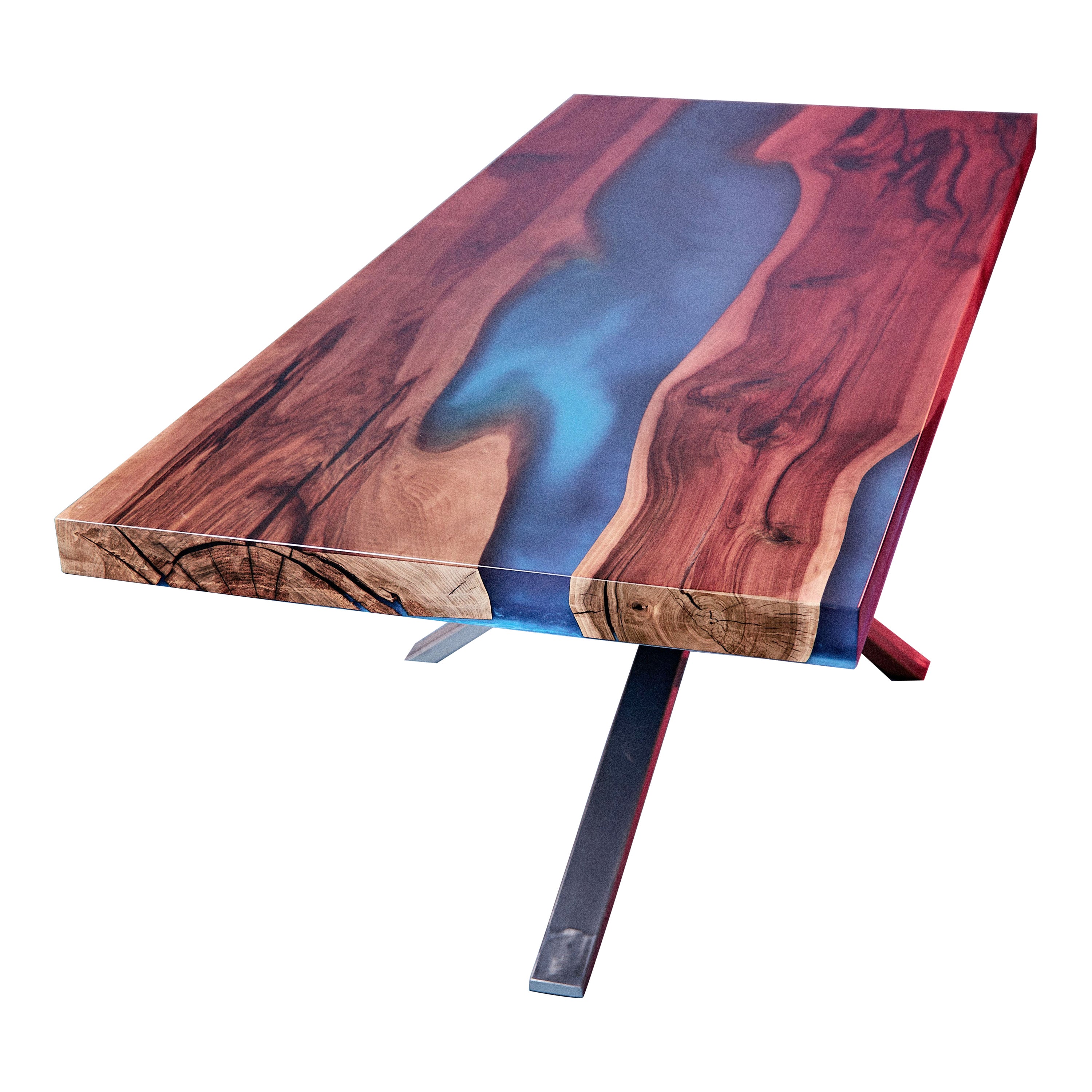 Sun and Moon Ancient Walnut Wood Live Edge Modern Conference Table Contemporary
