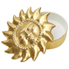 Sun and Moon “Fornasetti”Stile ceramic Gold 1950 italy