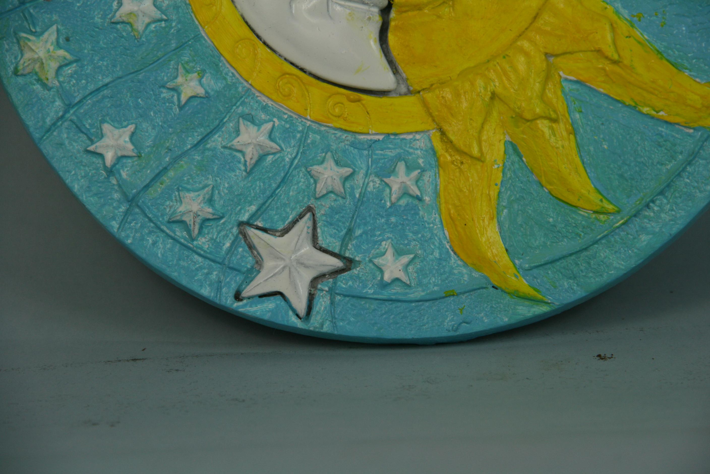 Sun and Moon Hand Painted Wall Panel For Sale 3