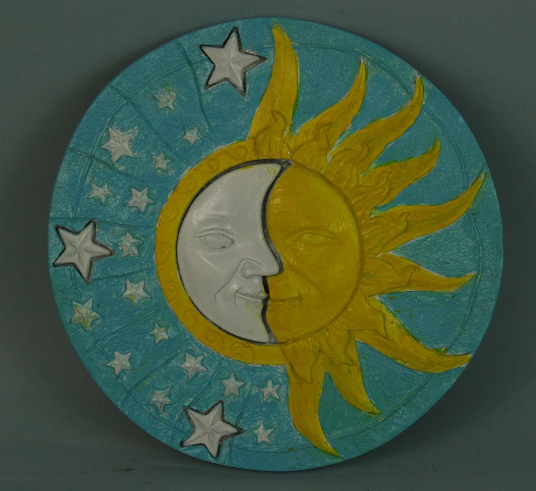 3-628 sun and moon hand painted wall panel.
