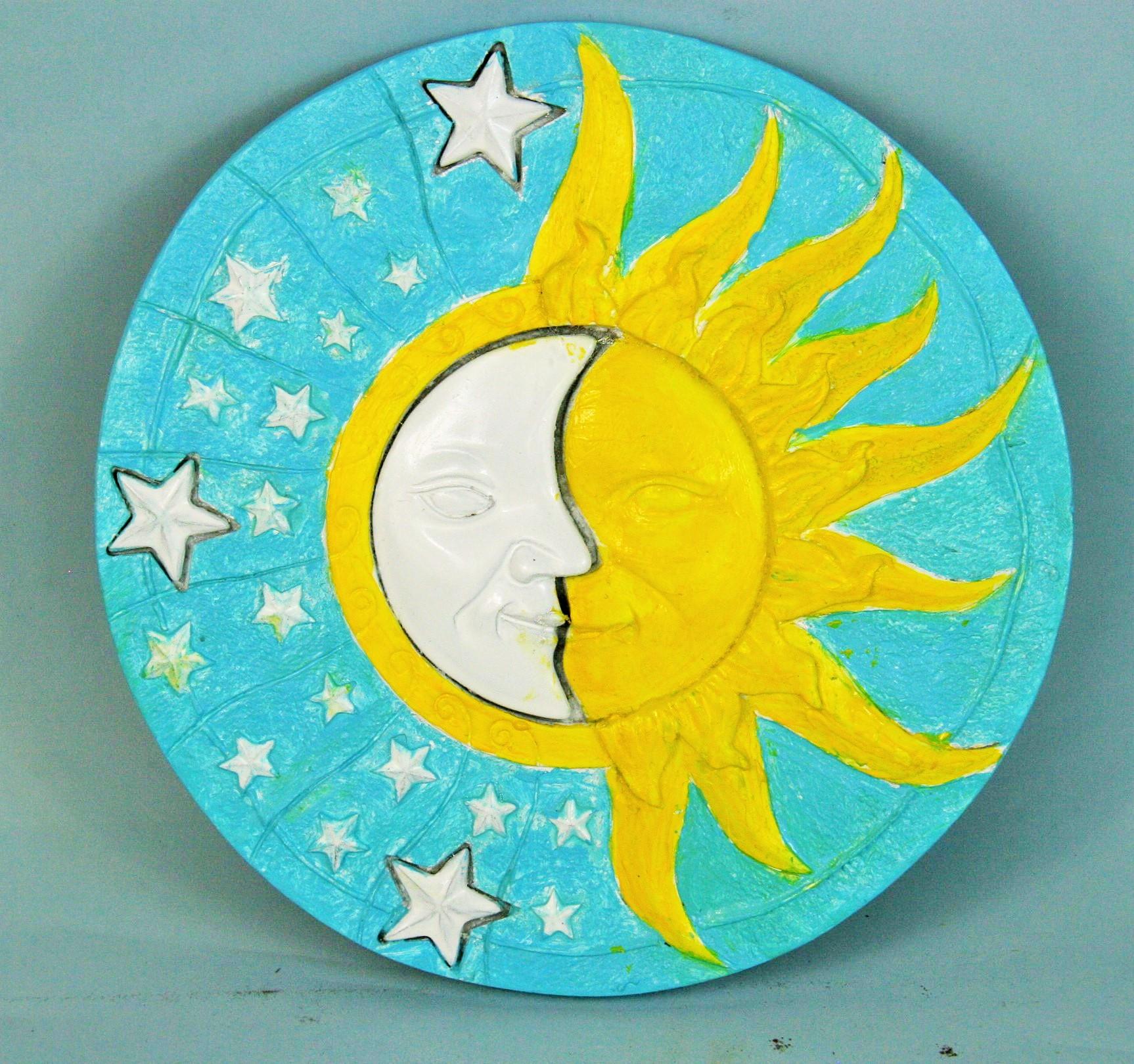 Sun and Moon Hand Painted Wall Panel For Sale 2