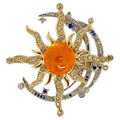Sun and Moon in 14k Gold Spessartine Pendant