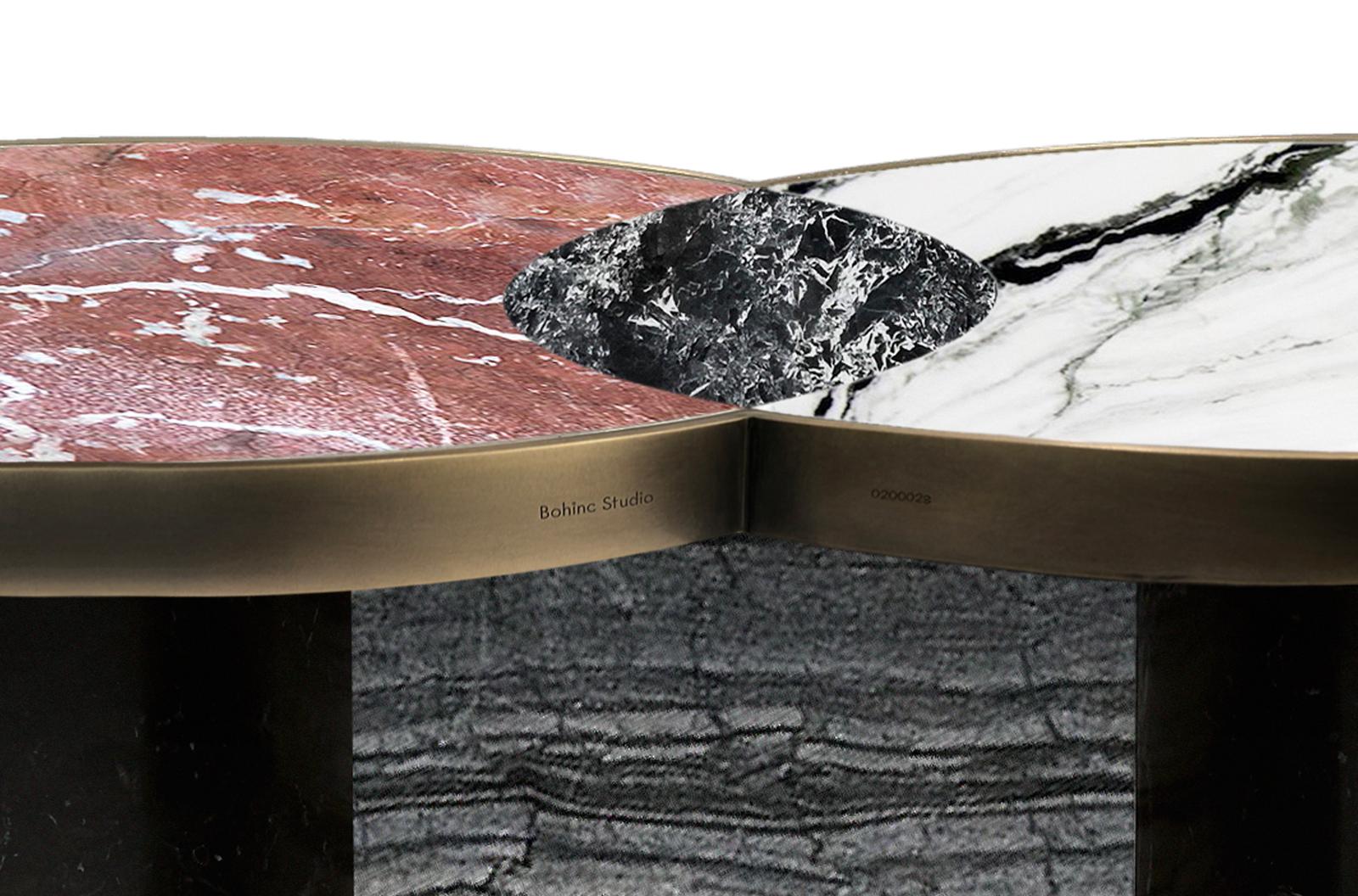 Modern Sun and Moon Marble and Metal Coffee Table, Dune, by Lara Bohinc For Sale