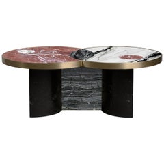 Sun and Moon Marble and Metal Coffee Table, Dune, by Lara Bohinc