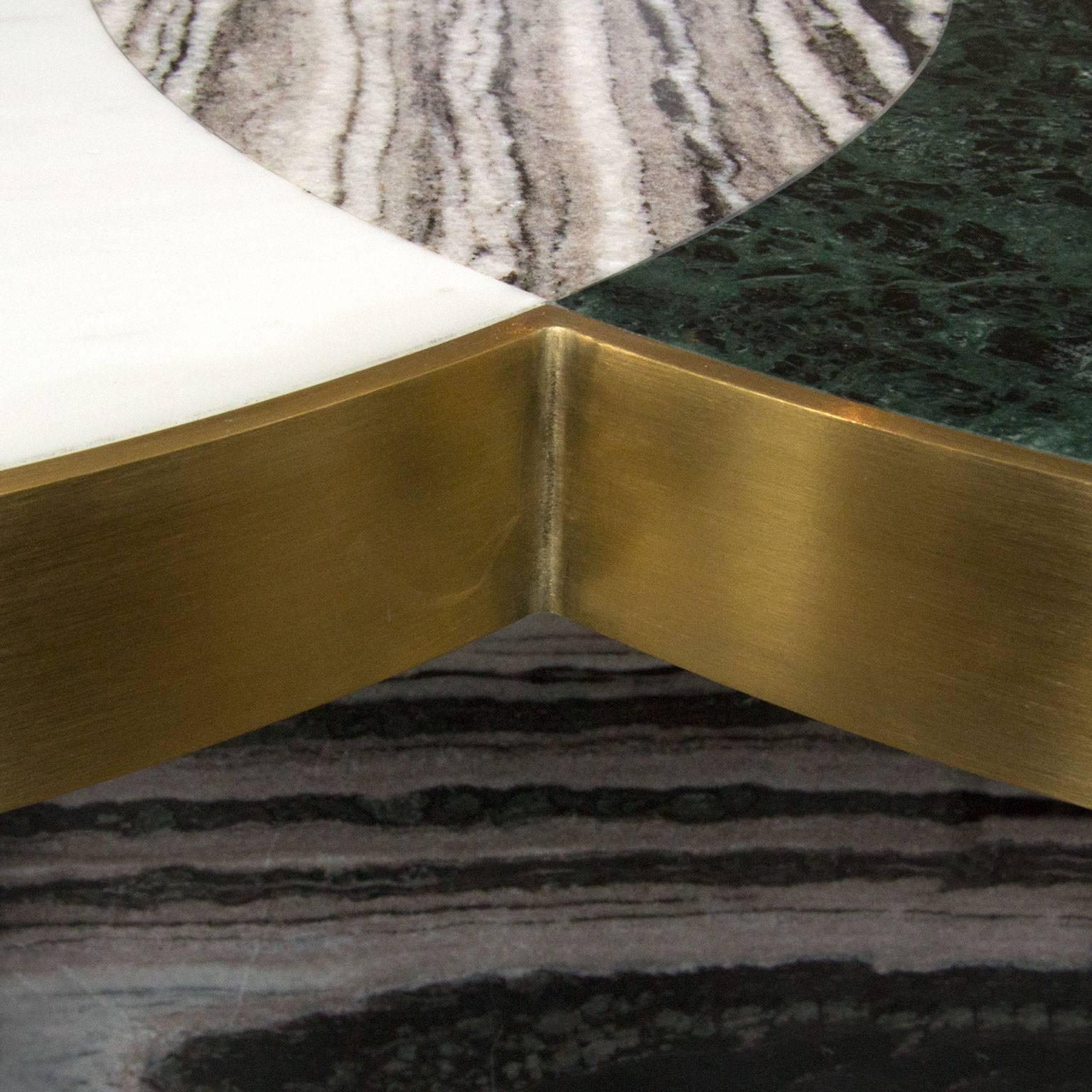 Sun and Moon Marble and Brass Coffee Table, Occasional Table, Bohinc Studio In New Condition In Holland, AMSTERDAM