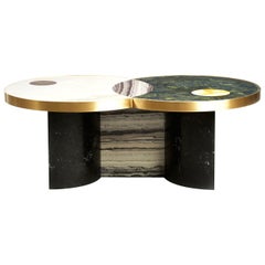 Sun and Moon Marble and Brass Coffee Table, Occasional Table, Bohinc Studio