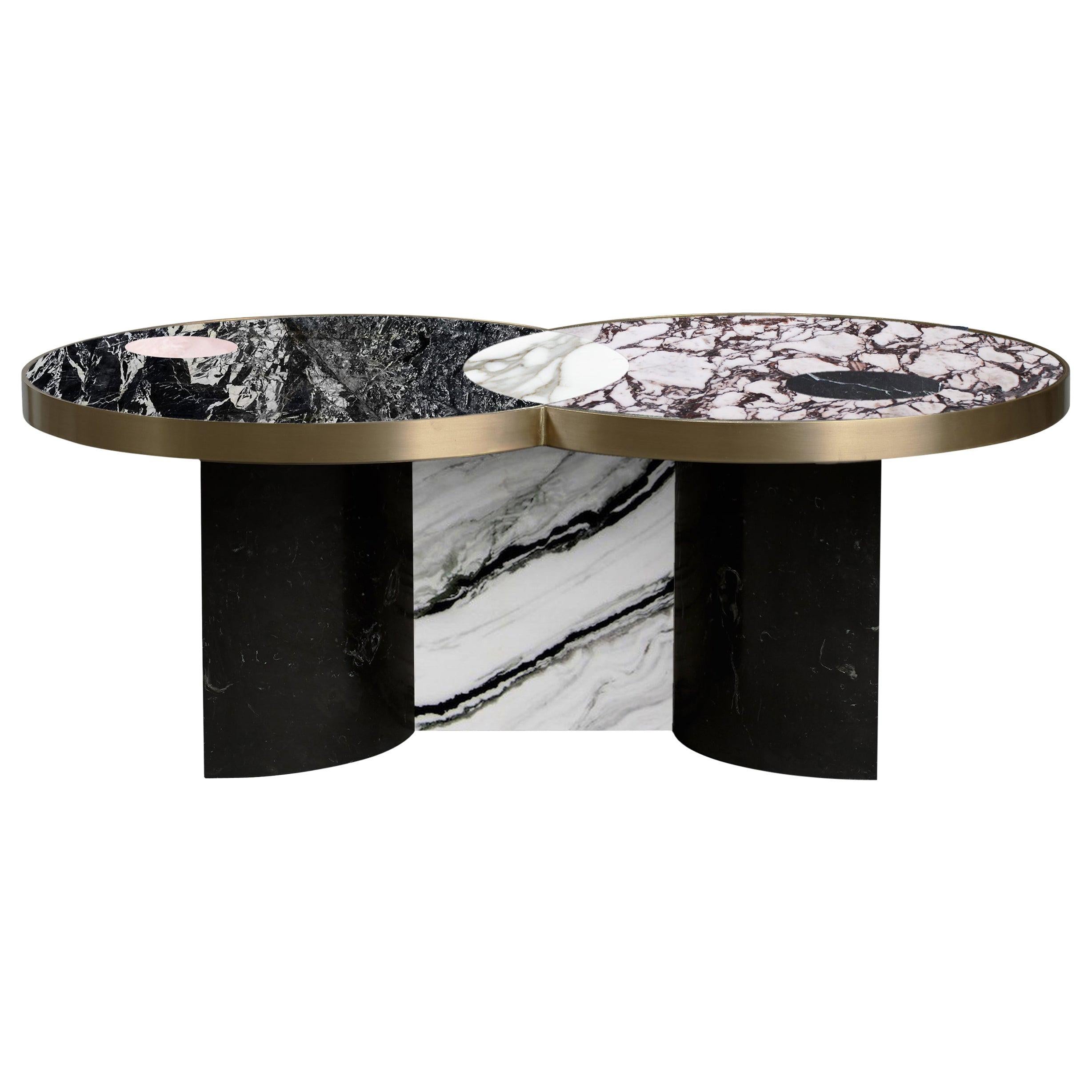 Sun and Moon Marble and Metal Coffee Table, Alpine, by Lara Bohinc