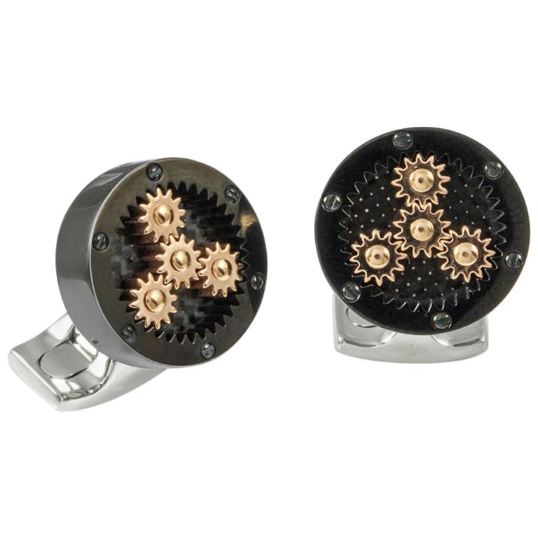 Deakin & Francis Sun and Planet Gear Cufflinks In Black