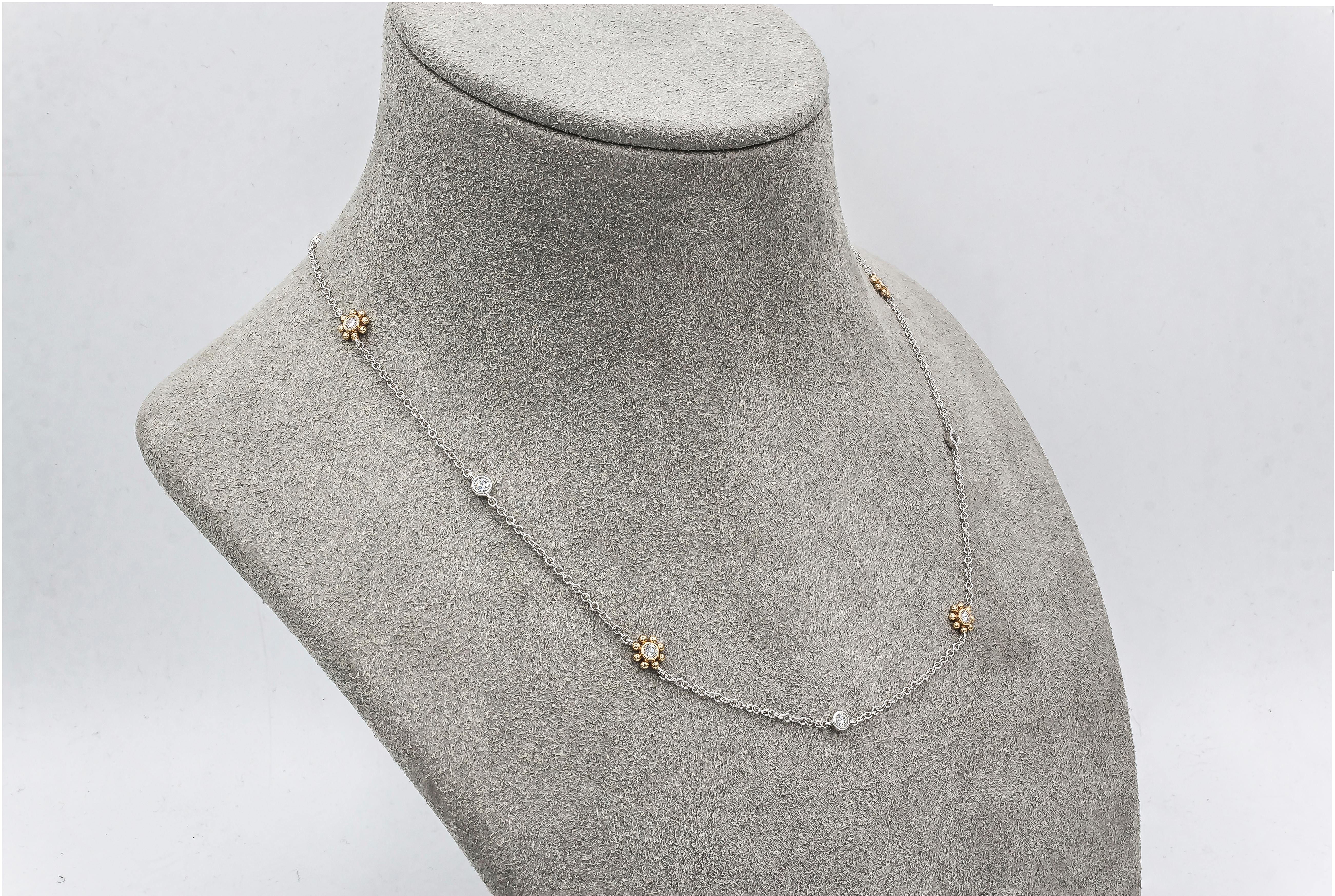 Women's Roman Malakov 0.52 Carats Total Sun Bezel Diamonds by the Yard Necklace For Sale