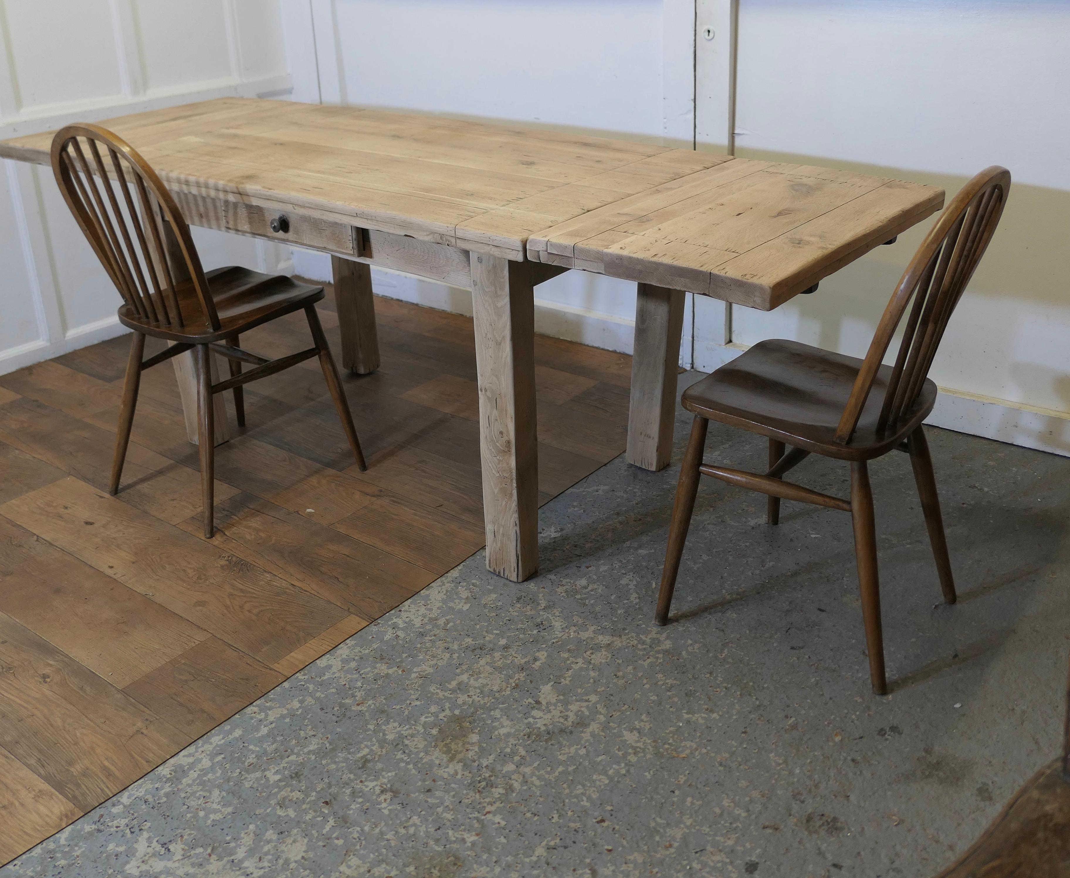19th Century Sun Bleached Oak 7ft Extending Dining Table  The table is very heavy an solid  For Sale