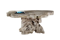 Sun Bleached Organic Form Teak Table