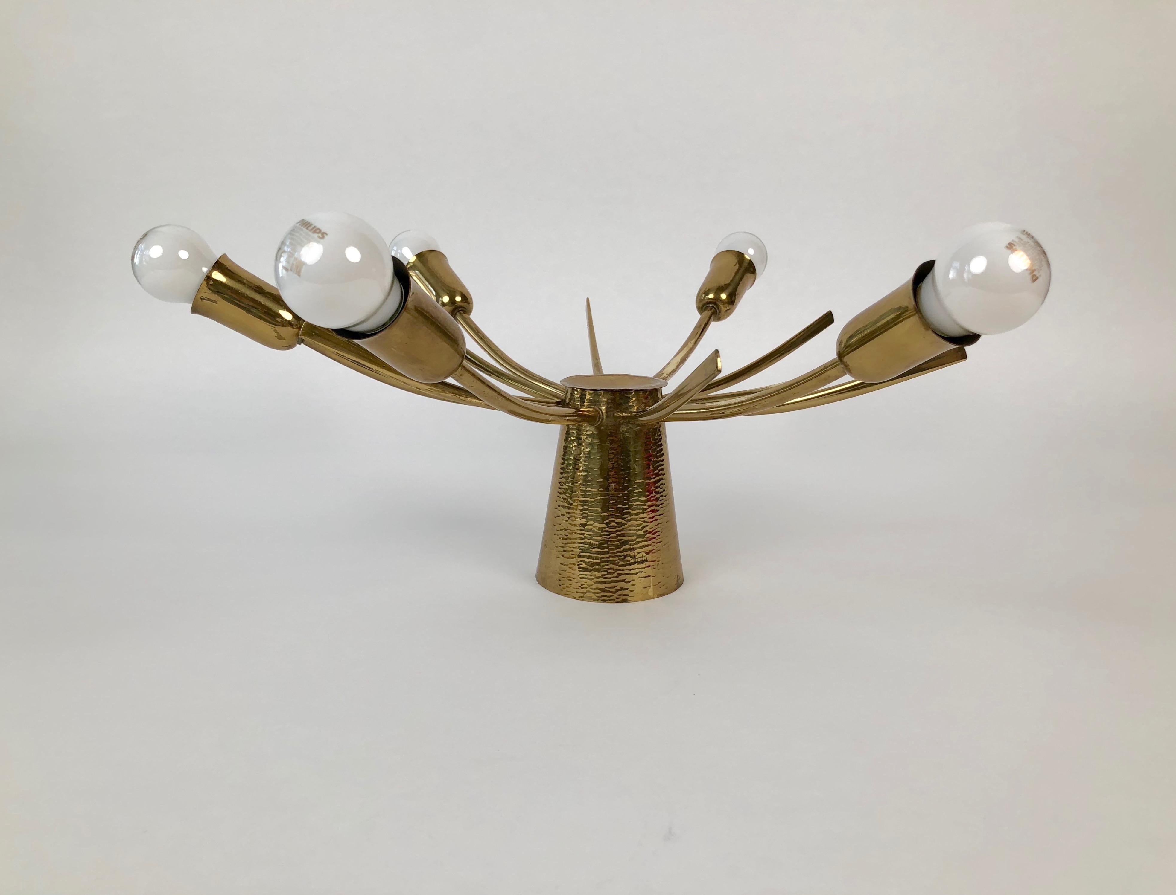 Mid-Century Modern Sun Brass Ceiling Lamp from Midcentury For Sale