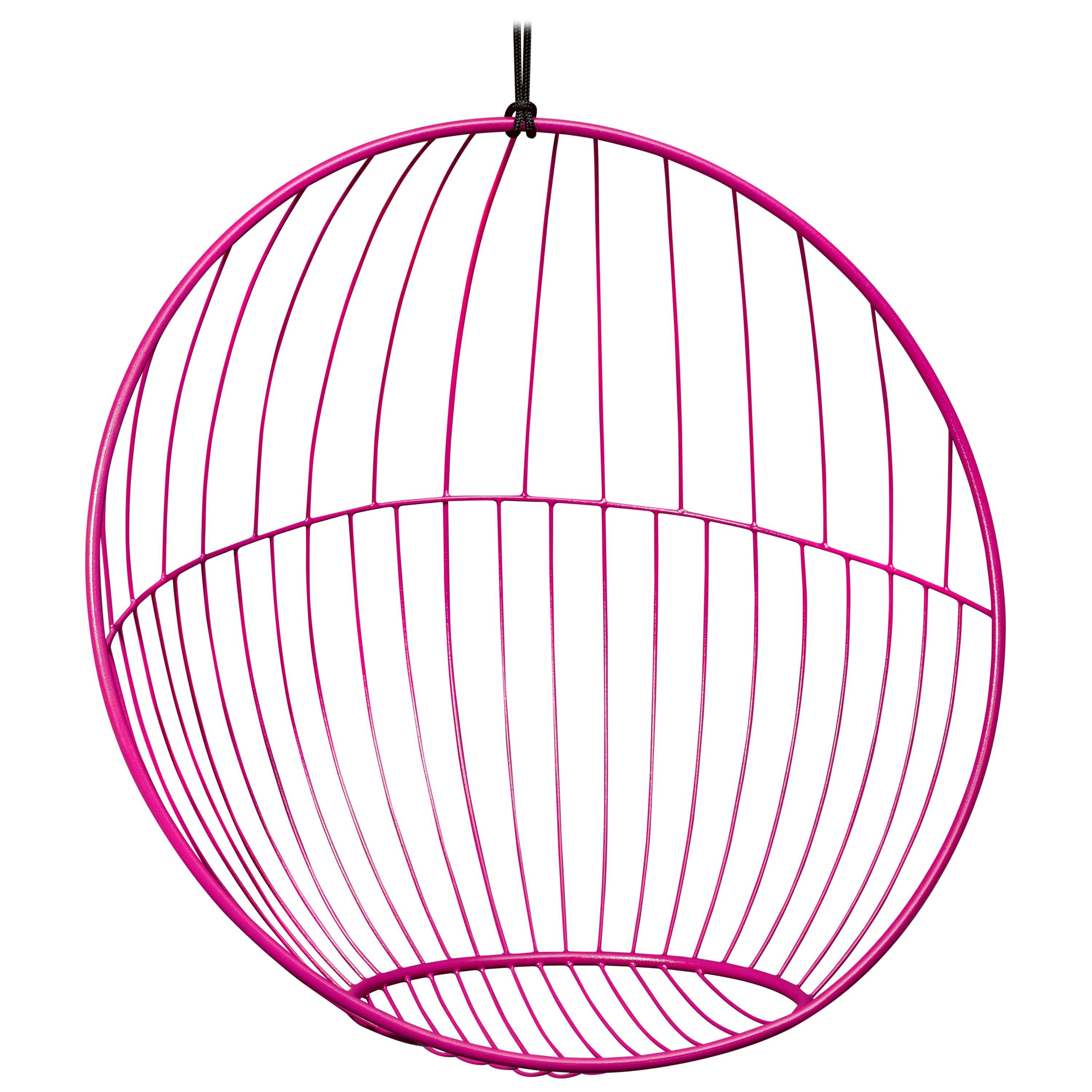 Sedia a dondolo sospesa Sun Bubble Moderna in acciaio per interni/esterni rosa, 21° secolo