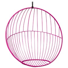 Sedia a dondolo sospesa Sun Bubble Moderna in acciaio per interni/esterni rosa, 21° secolo
