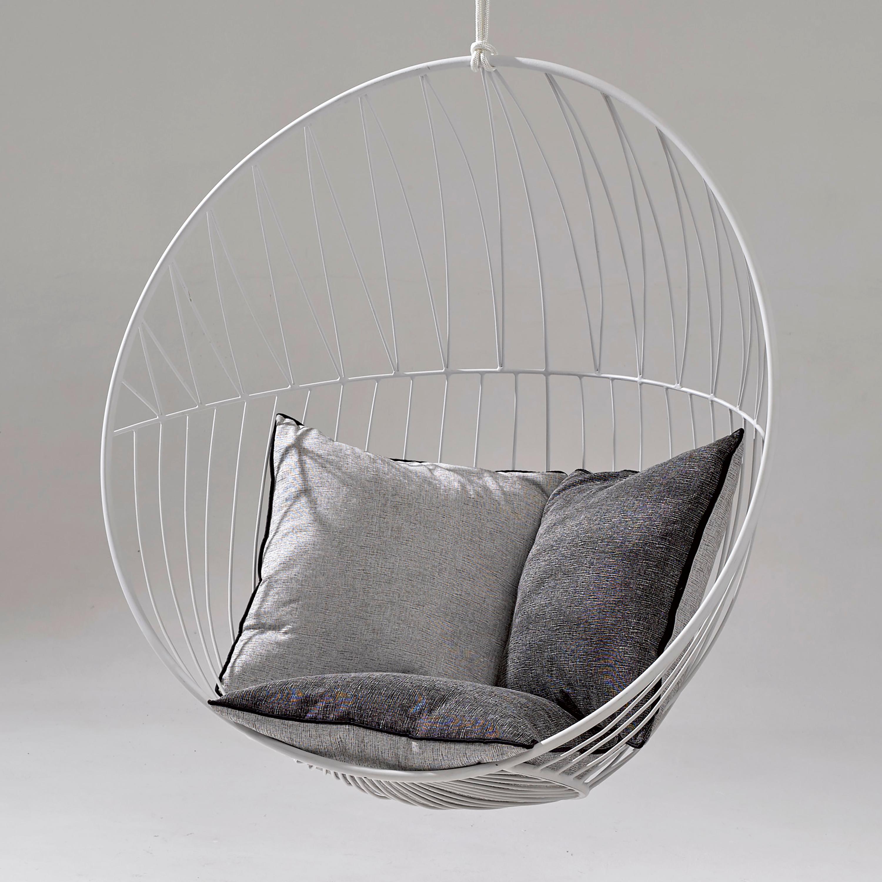 Sun Bubble Hanging Swing Chair Modern Steel In / Outdoor, Silver 21st Century For Sale 6