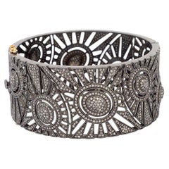 Sun Burst Bracelet With Pave Diamonds Made in Gold & Silver