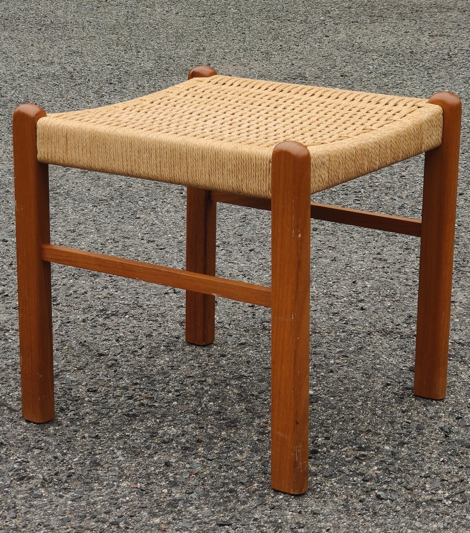 Oiled Sun Cabinet Co BL1 Three Danish Style Teak Papercord Benches MidCentury Inspired For Sale
