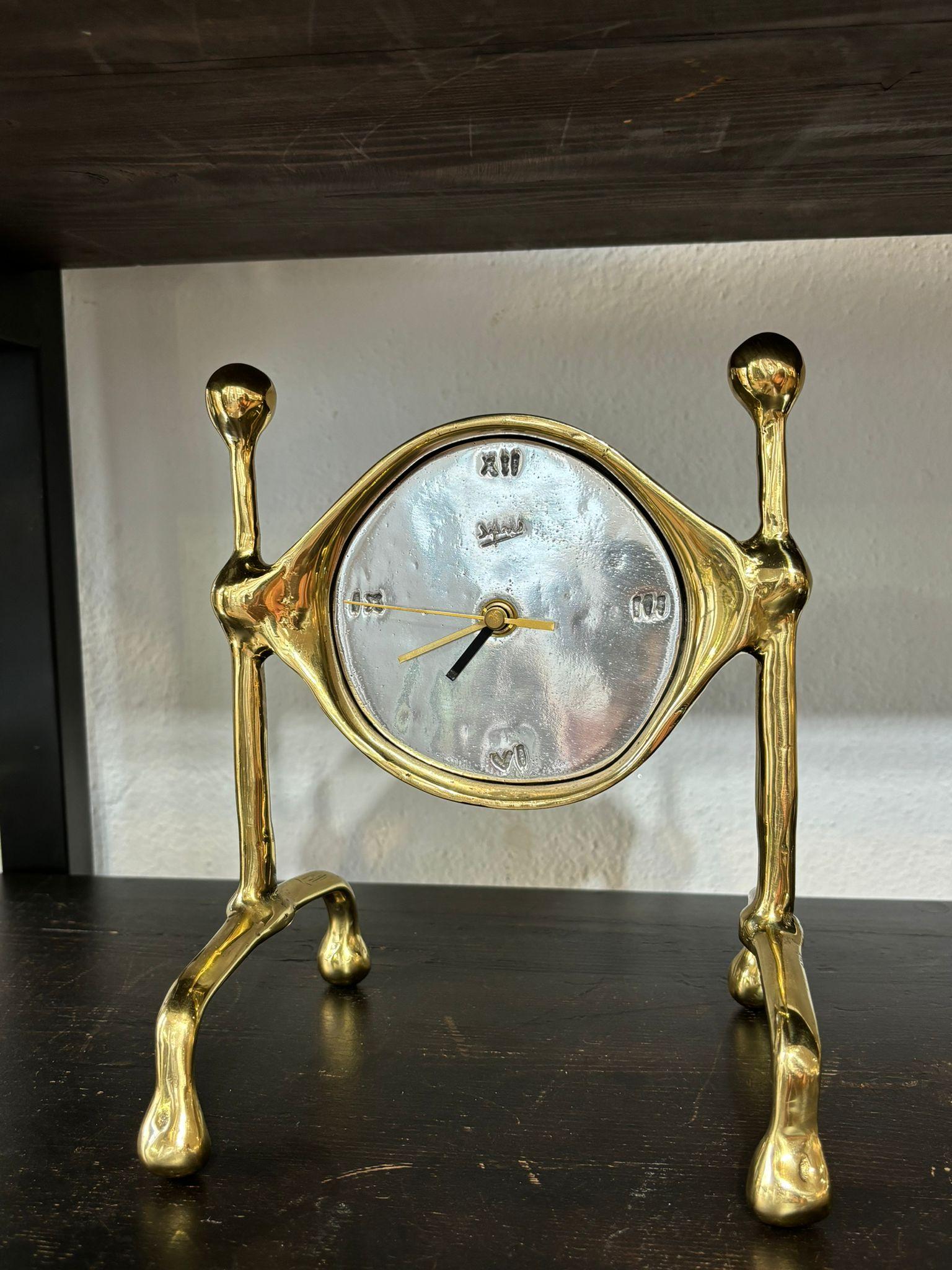 Cast Sun Clock D003 handmade in cast brass & aluminium For Sale