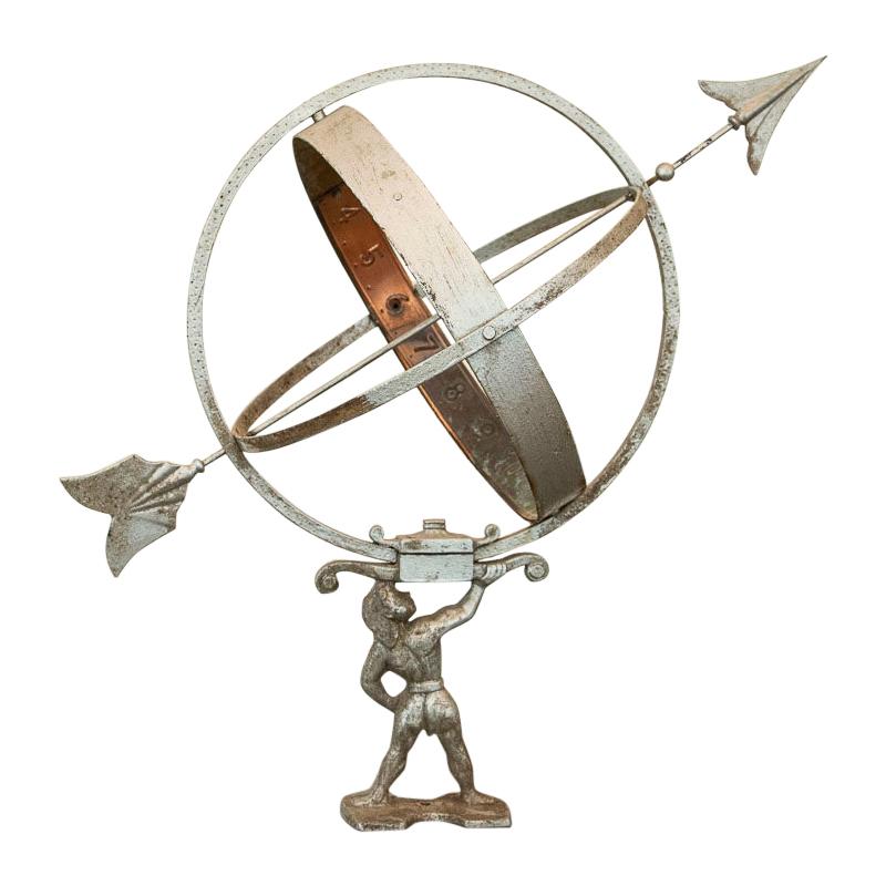 Sun Clock or Armillary from Denmark with Figure of Atlas Holding the Globe
