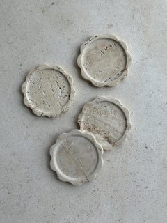Sun Coaster: Set of 4 Coasters in Beige Travertine by Anastasio Home