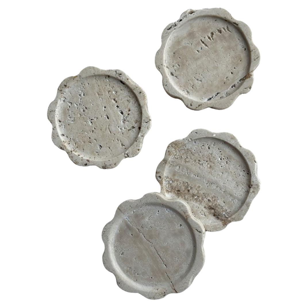Sun Coaster: Set of 4 Coasters in Beige Travertine by Anastasio Home For Sale