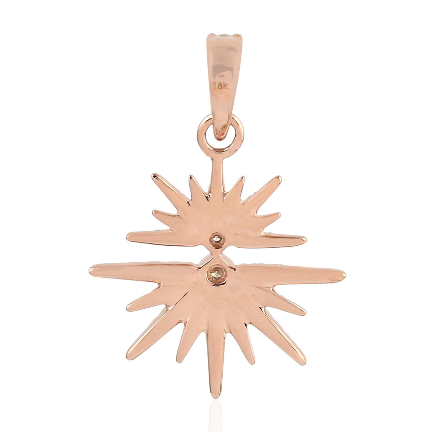 Collier pendentif réflecteur Sun Sun en or 14 carats et diamants Pour femmes en vente