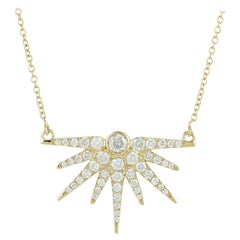 Sun Diamond 18 Karat Gold Pendant Necklace