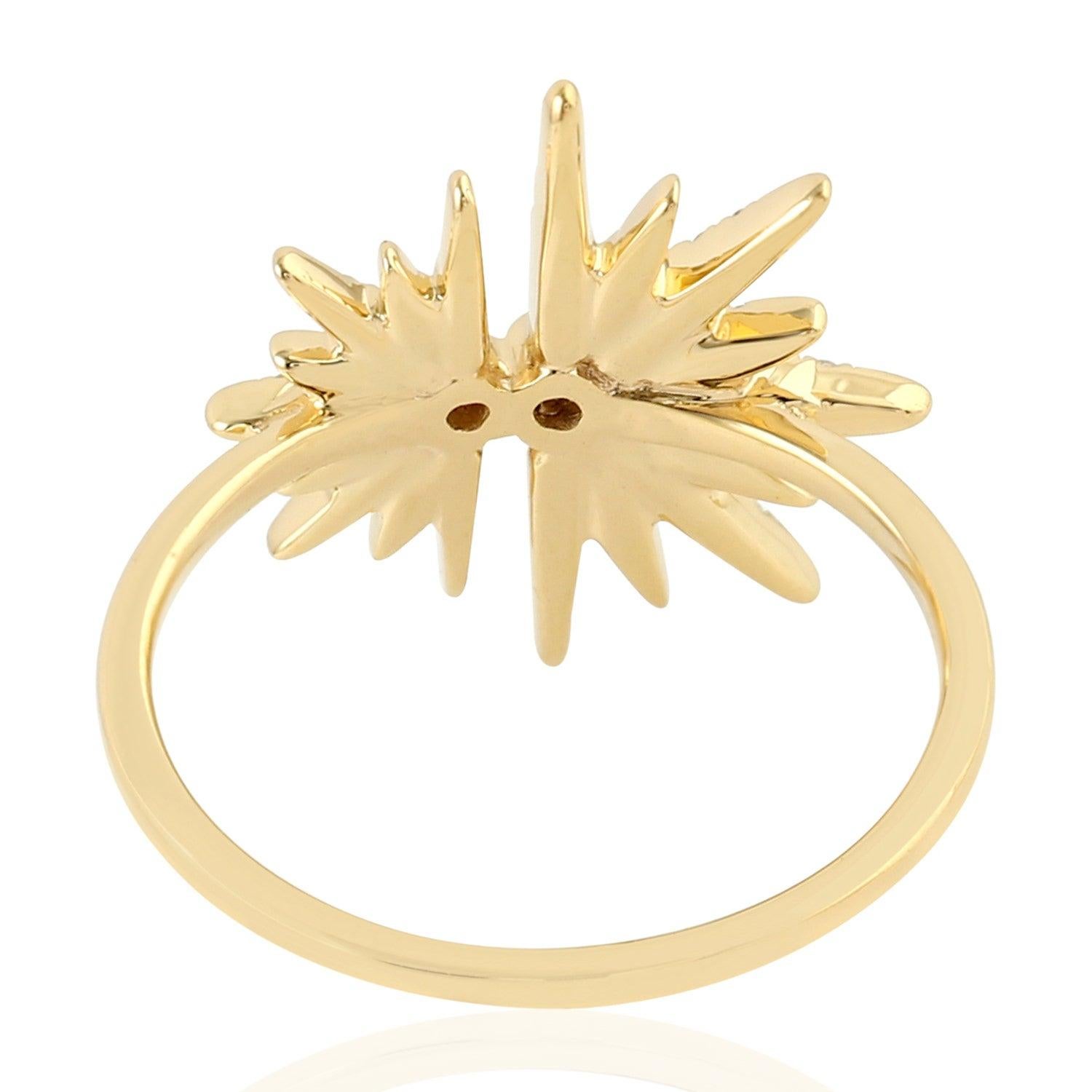 For Sale:  Sun Diamond 18 Karat Gold Ring 3
