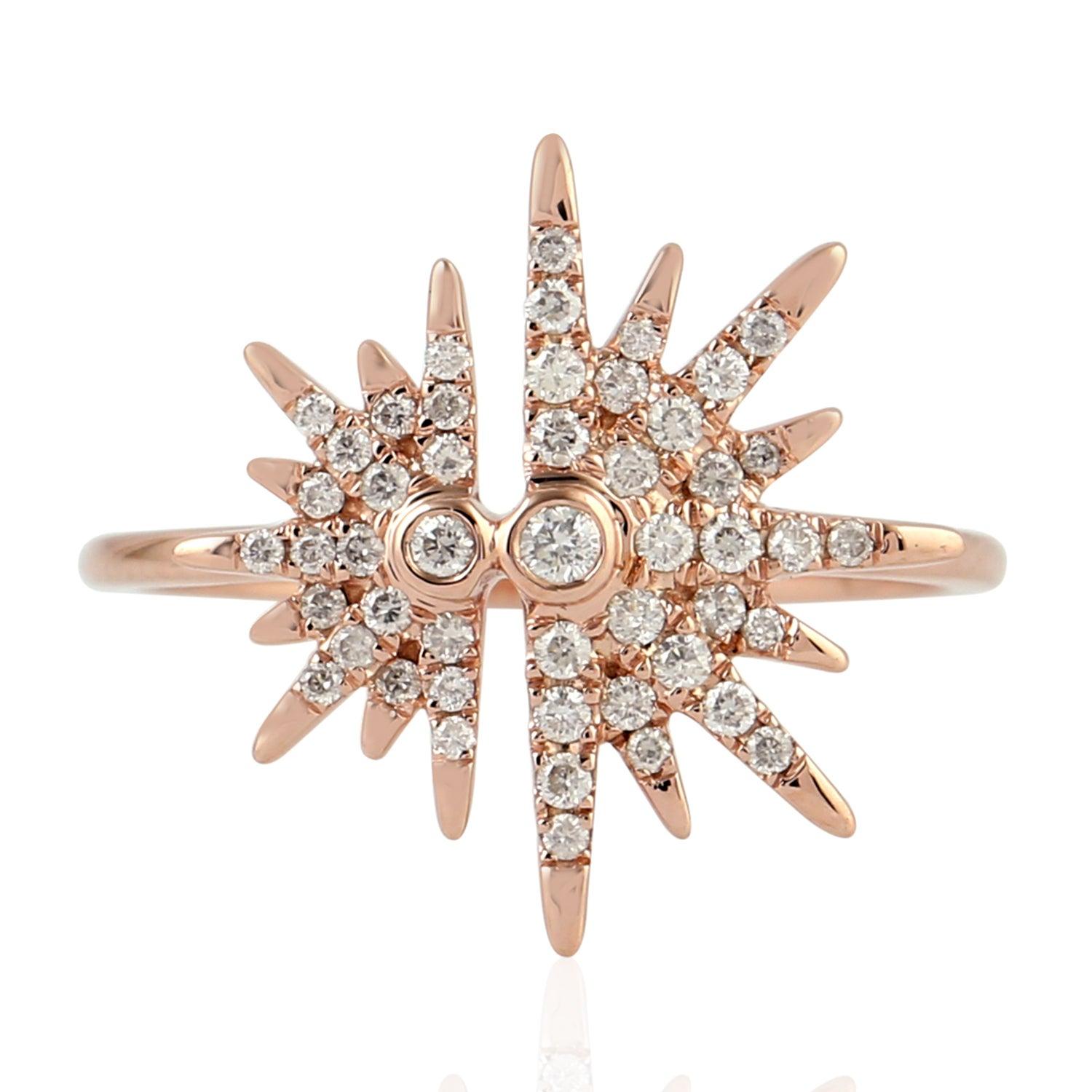 For Sale:  Sun Diamond 18 Karat Gold Ring 4