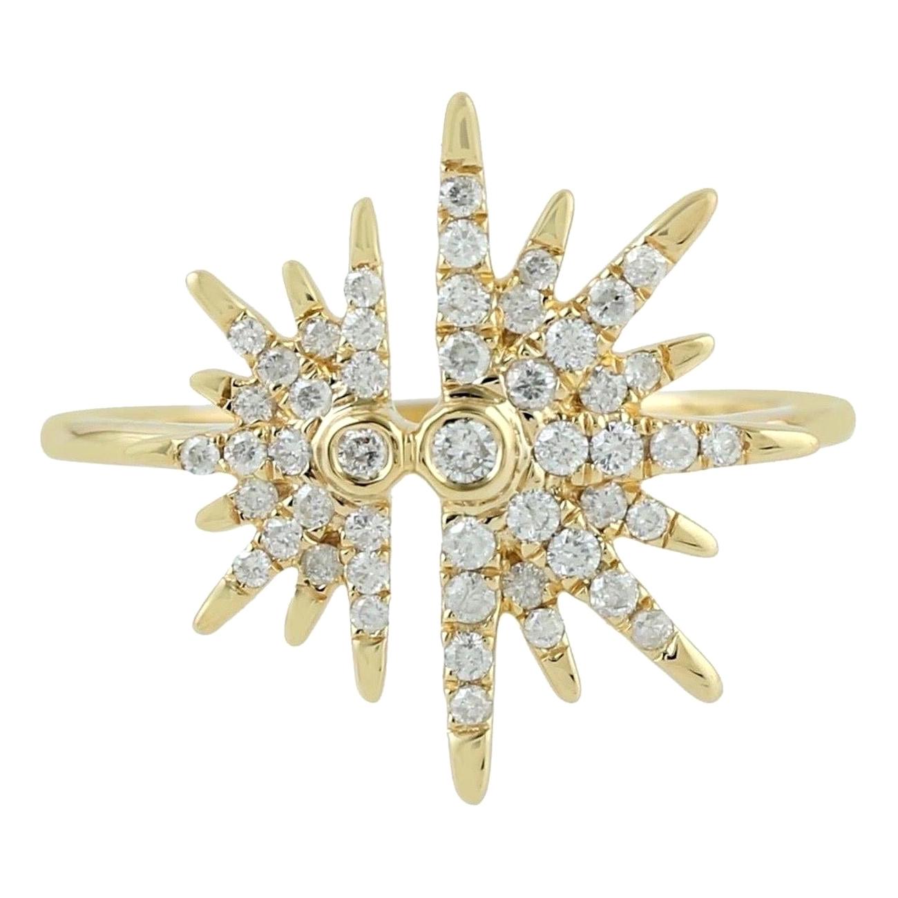 For Sale:  Sun Diamond 18 Karat Gold Ring