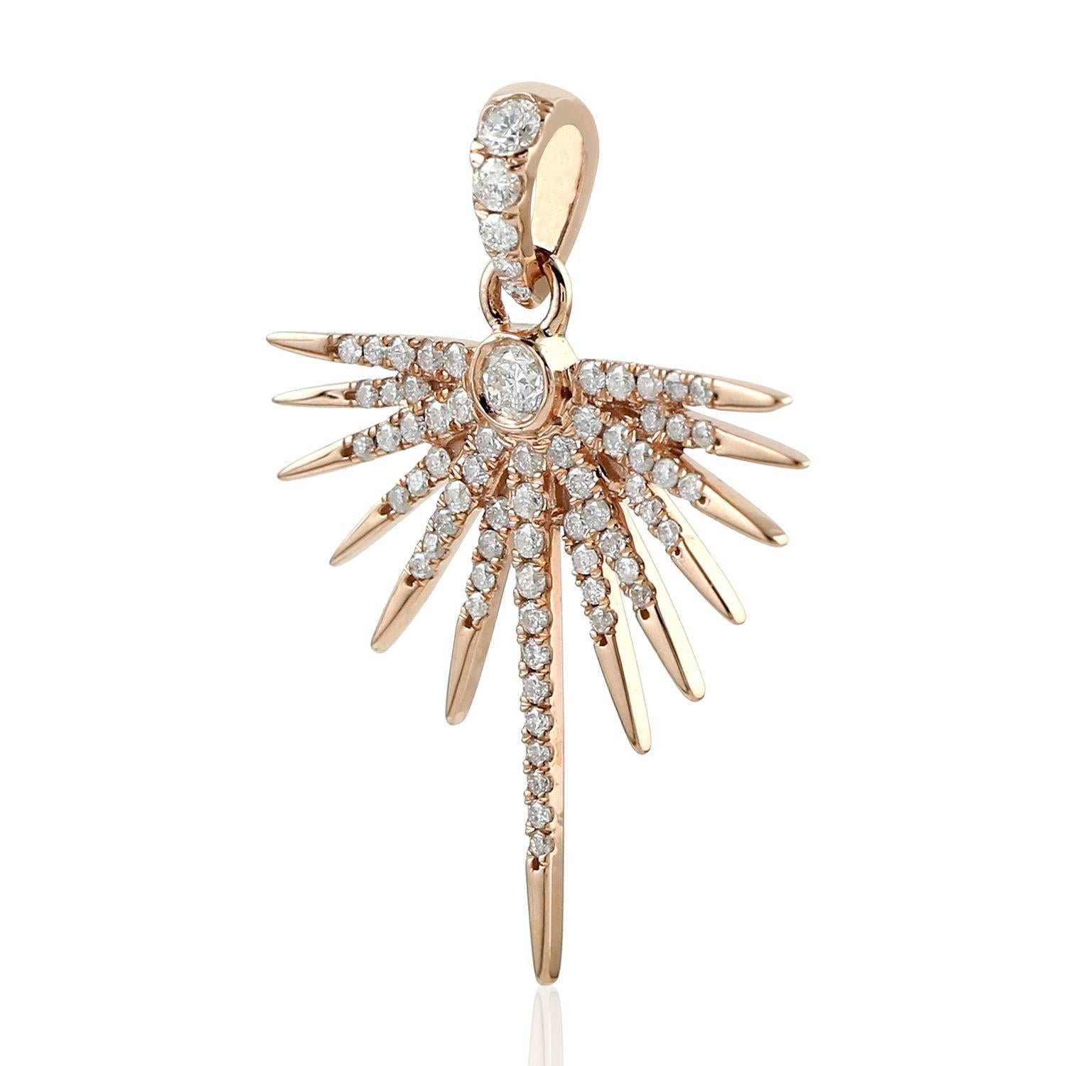 Sun Diamond 18 Karat Gold Triple Pendant Necklace In New Condition For Sale In Hoffman Estate, IL