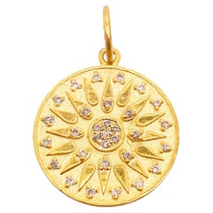 Sun Diamond Pendant, Here Comes the Sun, 31 Full Cut Diamonds .11 Carat Diamonds