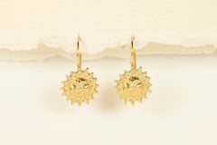 Sun Disk Drop Earrings in 18K Yellow Gold by Bracken Jewelers