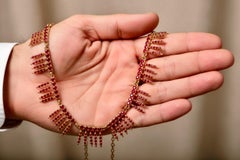 Sonnengetränkte Rubinblatt-Girlande Halskette 18K Gelbgold